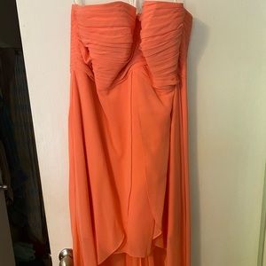 Coral Hi-Lo Bridesmaids dress